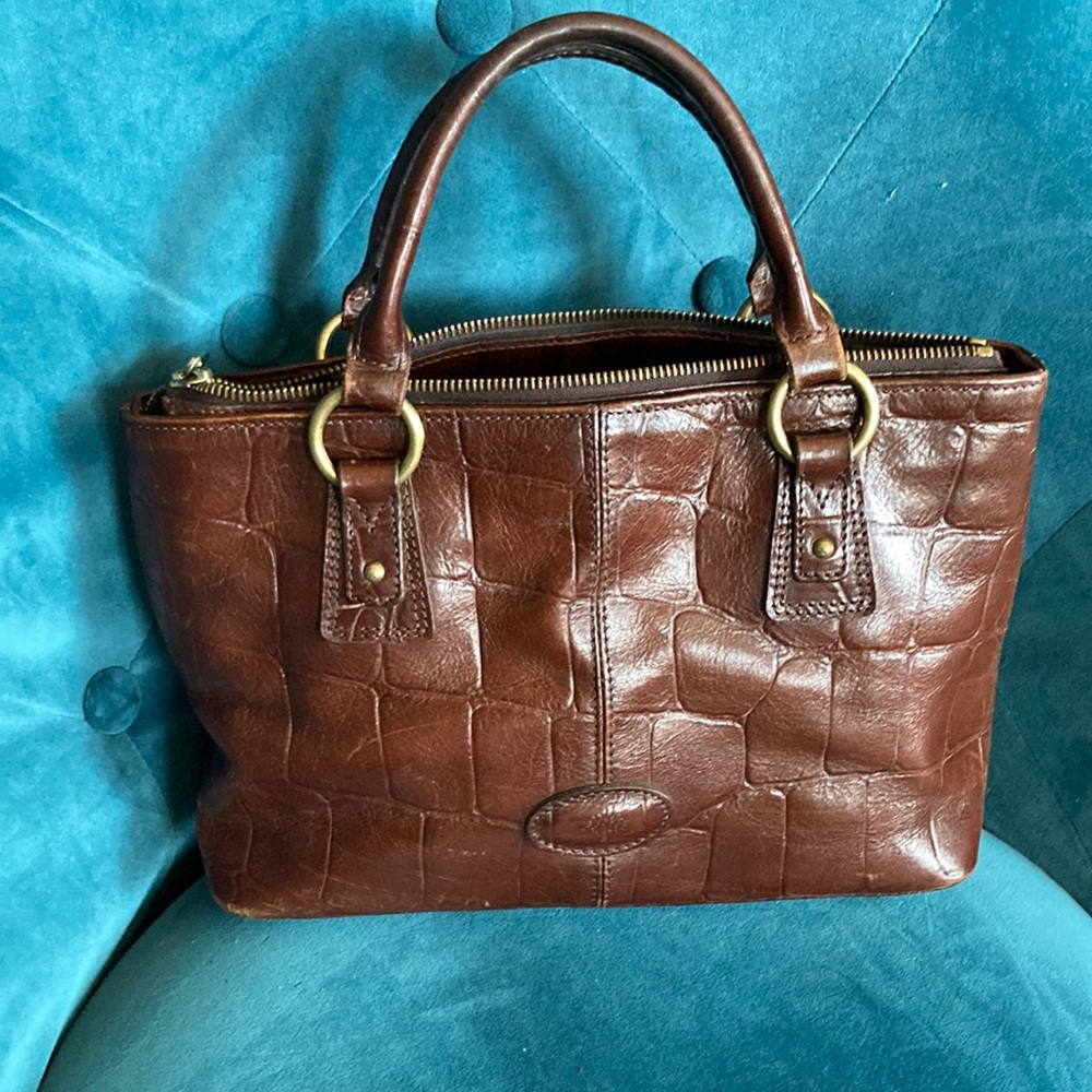 Vintage Mulberry Croc Embossed Handbag